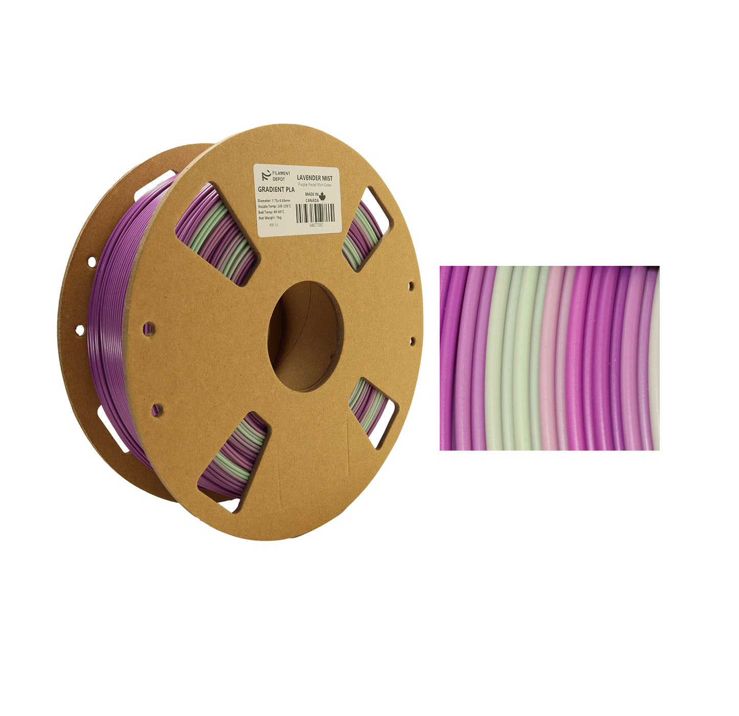 Filaments Depot Gradient PLA - Lavender Mist (Purple-Mint Green)