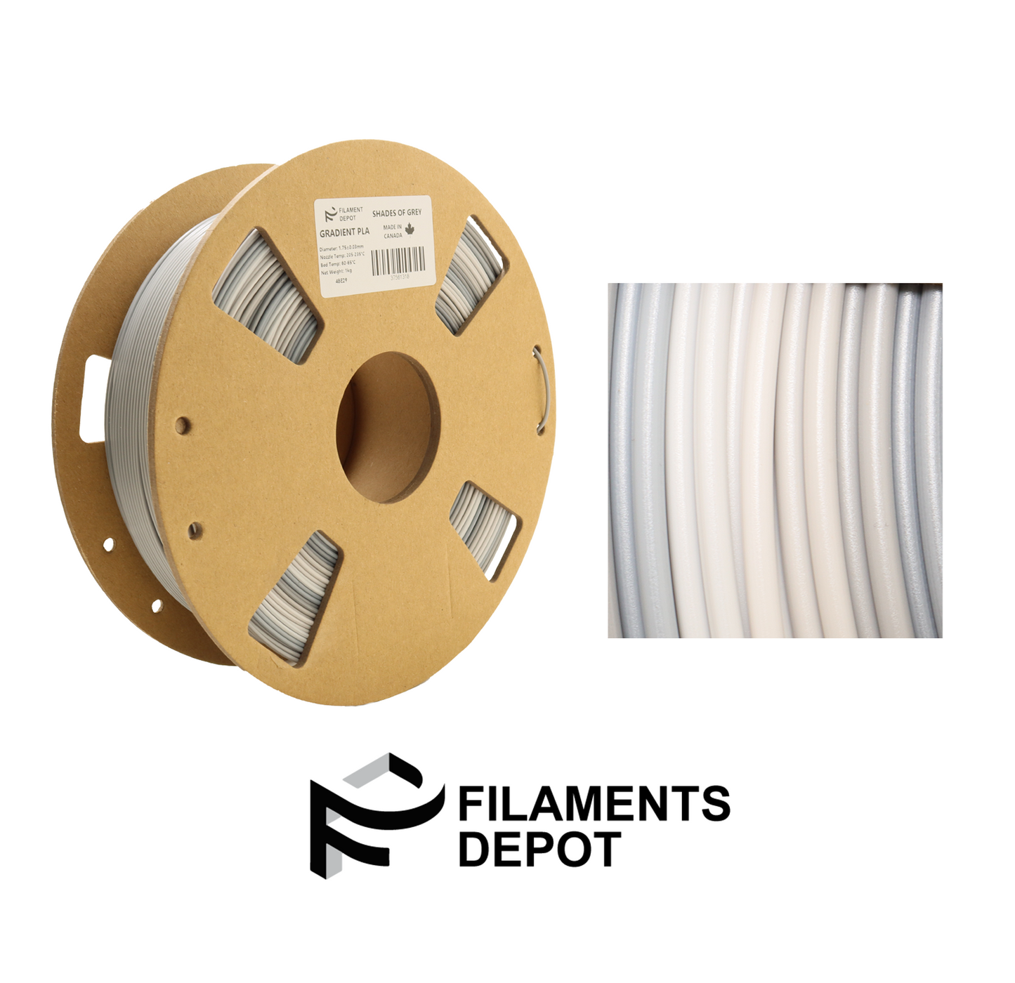 Filaments Depot Gradient PLA - Shades of Grey